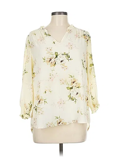 Pre-owned Carolina Belle 3/4 Sleeve Blouse In White