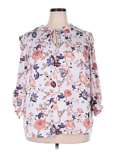 Pre-owned Carolina Belle 3/4 Sleeve Blouse In White
