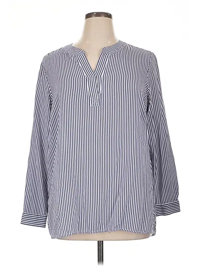 Pre-owned Carolina Belle 3/4 Sleeve Button Down Shirt In Blue