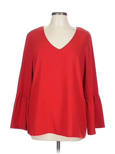 Pre-owned Carolina Belle 3/4 Sleeve Top Red V Neck Tops