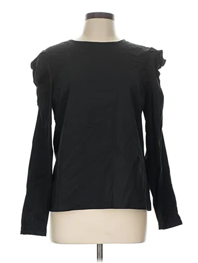 Pre-owned Carolina Belle Long Sleeve Top Black Ruffles Neckline Tops