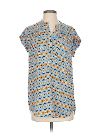 Pre-owned Carolina Belle Short Sleeve Blouse In Blue