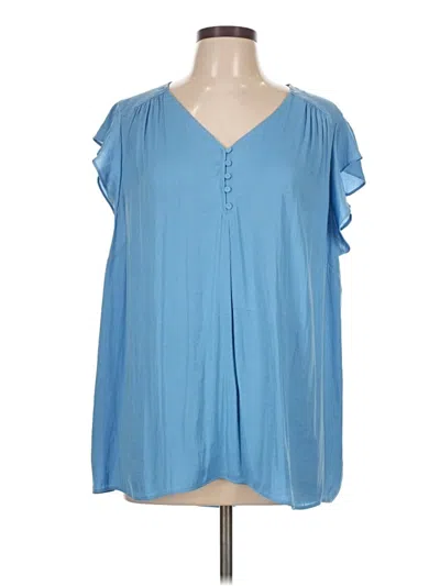 Pre-owned Carolina Belle Short Sleeve Blouse In Blue
