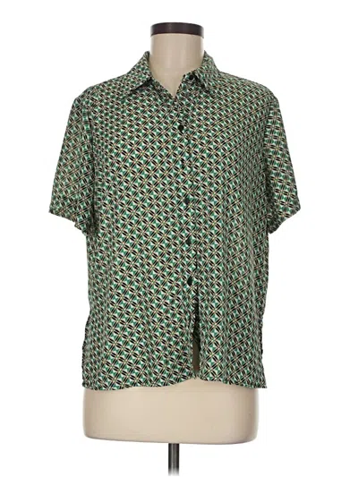 Pre-owned Carolina Belle Short Sleeve Blouse In Green