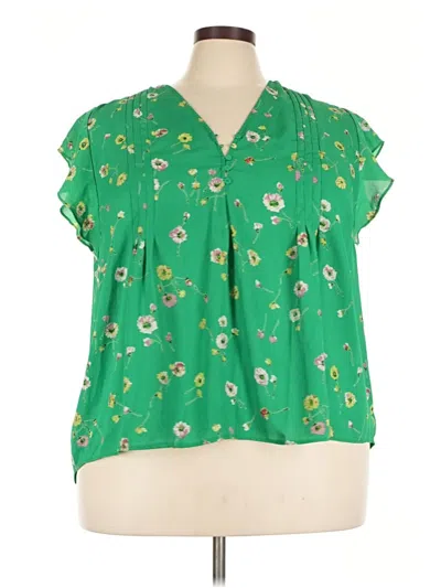 Pre-owned Carolina Belle Short Sleeve Blouse In Green