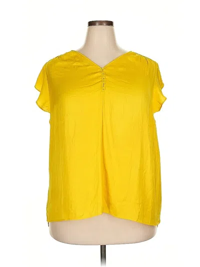 Pre-owned Carolina Belle Short Sleeve Blouse In Yellow