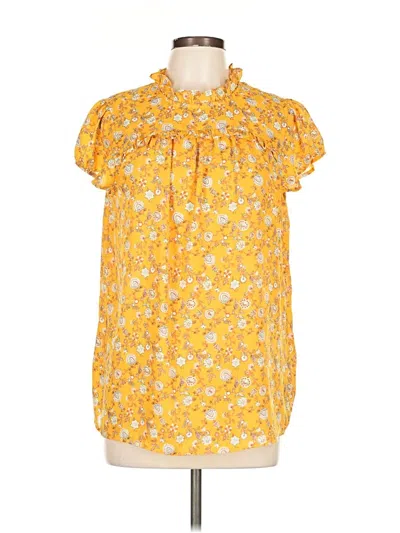 Pre-owned Carolina Belle Short Sleeve Blouse In Yellow
