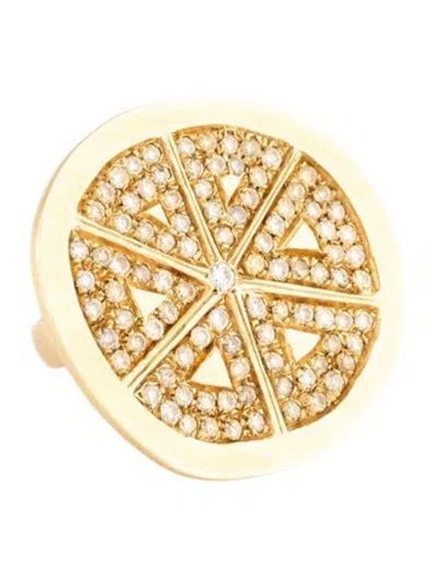Pre-owned Carolina Bucci 18k Diamond Citrus Slice Cocktail Ring In Multicolor
