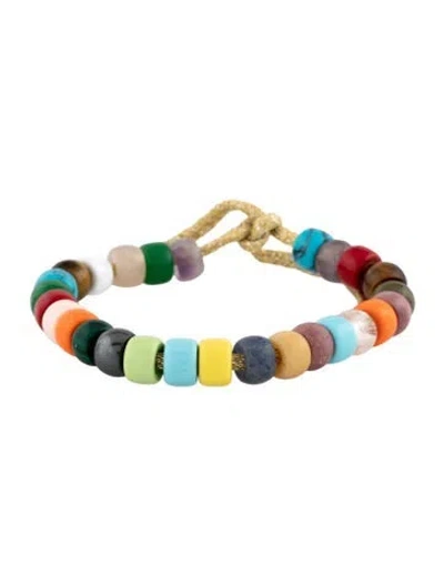 Pre-owned Carolina Bucci 18k Forte Beads Rainbow Bracelet, 7.75" In Blue/brown/clear