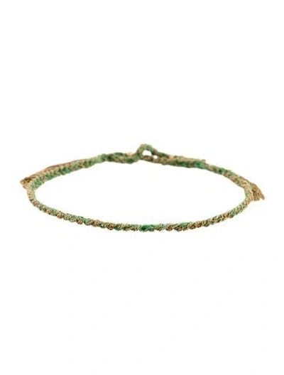 Pre-owned Carolina Bucci 18k Lucky Money Bracelet With Dollar-sign Charm, 10" In Green
