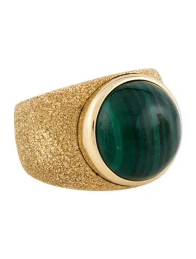 Pre-owned Carolina Bucci 18k Malachite Downtown Cocktail Ring In Multi