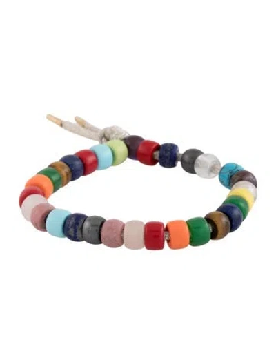 Pre-owned Carolina Bucci 18k Multi Gemstone, Ceramic, Resin And Hematine Forte Bead Bracelet, 7.25" In Multicolor