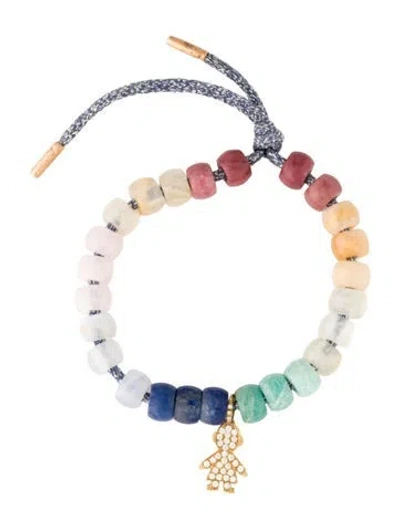 Pre-owned Carolina Bucci 18k Multistone Bambini Forte Beads Bracelet, 7" In Gold/silver
