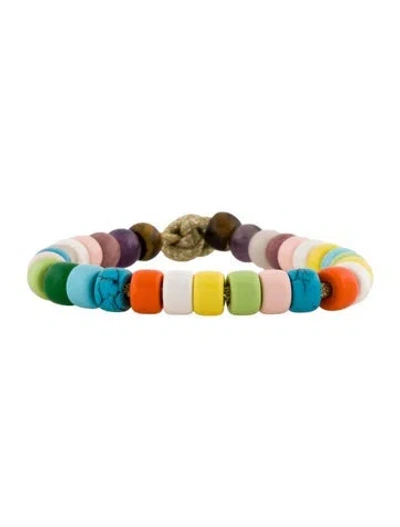 Pre-owned Carolina Bucci 18k Resin & Multistone Forte Bead Bracelet, 7.5" In Gold