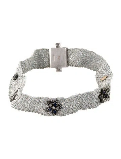 Pre-owned Carolina Bucci 18k Sapphire & Diamond Star 1cm Woven Bracelet In Multi