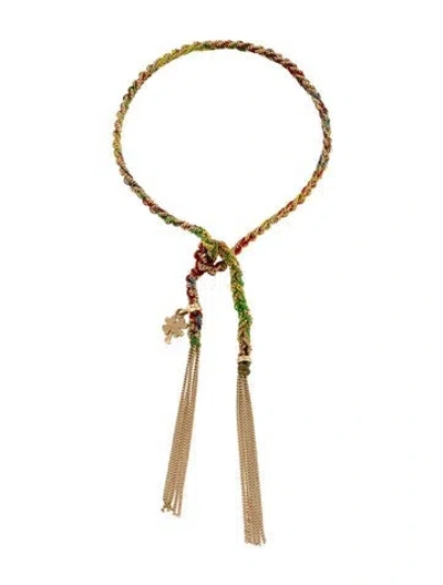 Pre-owned Carolina Bucci 18k Super Lucky Bracelet With Charm, 10" In Blue/green/grey