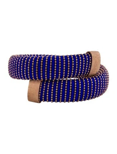 Pre-owned Carolina Bucci Bead & Cotton 'caro' Wrap Cuff Bracelet In Blue