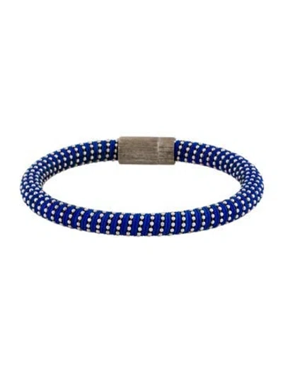 Pre-owned Carolina Bucci Beaded Silk Twist Bangle Bracelet, 6.25" In Blue