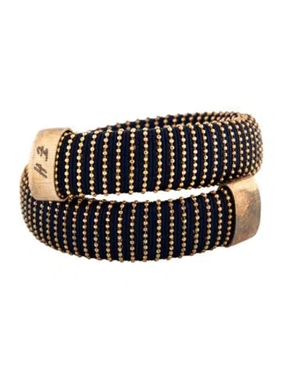 Pre-owned Carolina Bucci Caro Cotton Wrap Bracelet, 7" In Blue