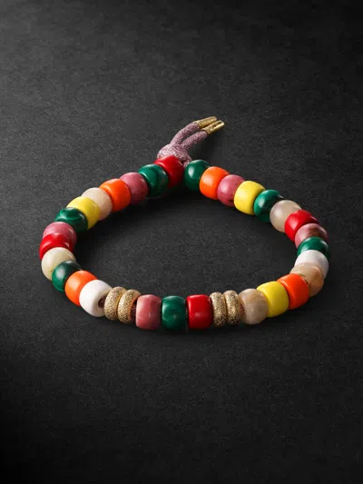Carolina Bucci Fire Forte Beads Multi-stone And Cord Bracelet In Gold