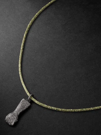 Carolina Bucci Figa Florentine Blackened Gold Lurex Pendant Necklace In Green