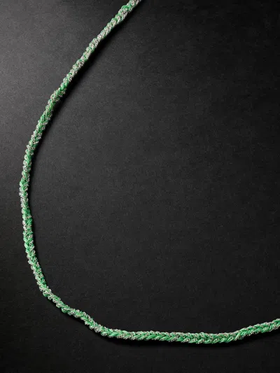 Carolina Bucci Money Lucky White Gold And Silk Necklace In Green