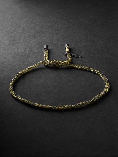 Carolina Bucci Lucky Travel Blackened Gold And Silk Bracelet In Yellow