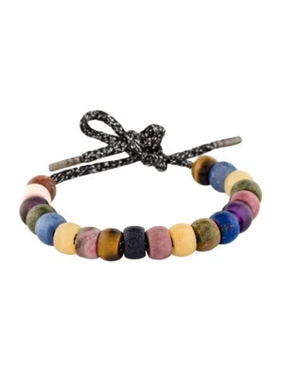 Pre-owned Carolina Bucci Multistone, Goldstone & Resin Forte Bead Bracelet, 9.5"