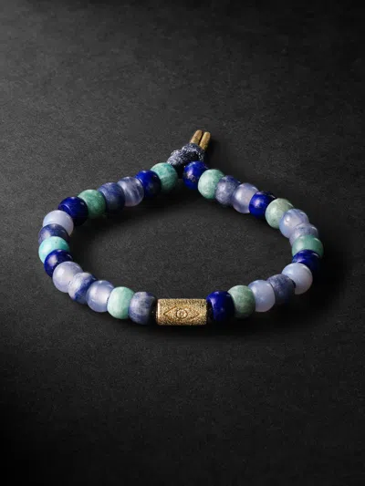 Carolina Bucci Protection Forte Beads Gold Multi-stone Bracelet In Blue
