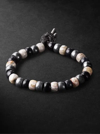 Carolina Bucci St Tropez Forte Beads White Gold Multi-stone Bracelet In Gray