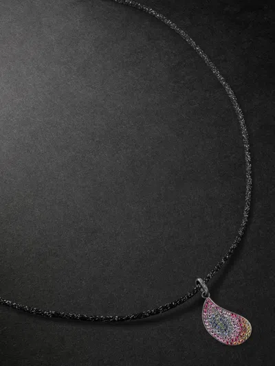 Carolina Bucci Superstellar Rainbow Blackened Gold, Multi-stone Lurex Pendant Necklace