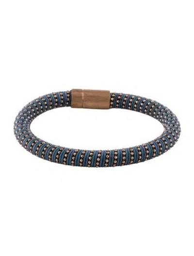 Pre-owned Carolina Bucci Woven Twister Bracelet, 6.25" In Blue
