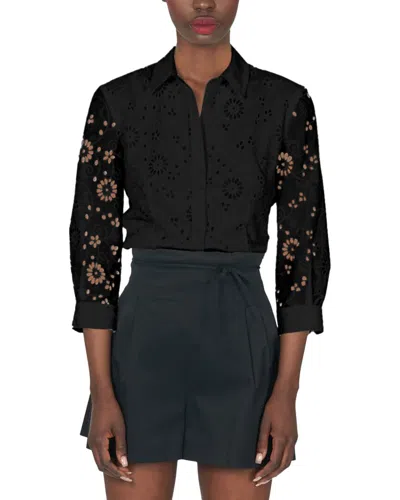 Carolina Herrera 3/4-sleeve Icon Blouse In Black