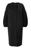 Carolina Herrera 3/4-sleeve Wool Milano Combo Coat In Black