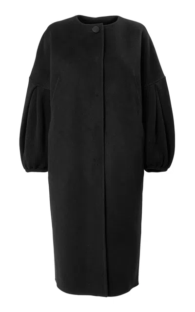 Carolina Herrera 3/4-sleeve Wool Milano Combo Coat In Black