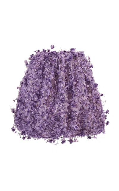 Carolina Herrera 3d-embellished Silk Organza Mini Dress In Purple