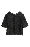 Carolina Herrera 3d Floral Lace Top In Black