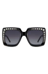 Carolina Herrera 53mm Crystal Embellished Square Sunglasses In Black
