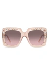 Carolina Herrera 53mm Crystal Embellished Square Sunglasses In Pink/ Brown Gradient
