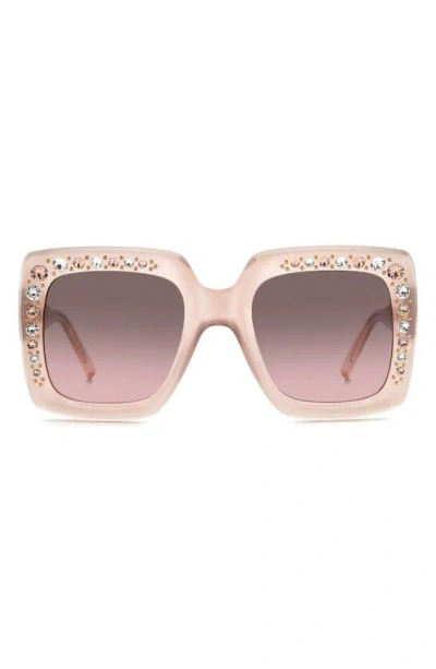 Carolina Herrera 53mm Crystal Embellished Square Sunglasses In Pink