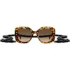 Carolina Herrera 53mm Gradient Rectangular Sunglasses With Removable Chain