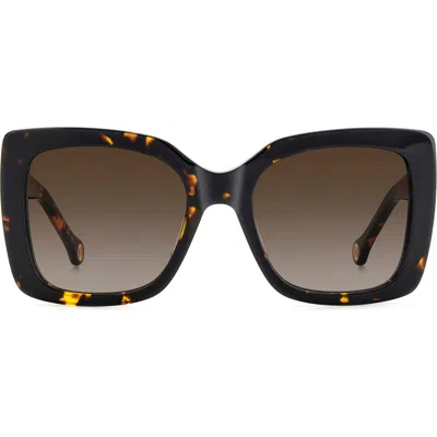 Carolina Herrera 54mm Gradient Square Sunglasses In Havana/brown Sf