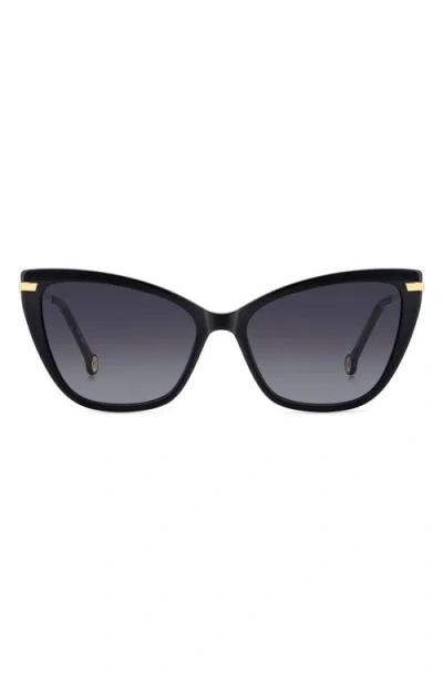 Carolina Herrera 55mm Gradient Rectangular Sunglasses In Black/dark Grey Sf