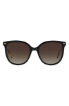 Carolina Herrera 55mm Round Sunglasses In Black/ Black Gradient