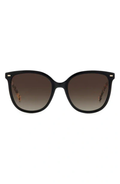Carolina Herrera 55mm Round Sunglasses In Black/ Black Gradient