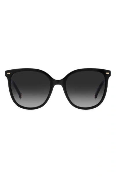 Carolina Herrera 55mm Round Sunglasses In Burgundy/ Black Gradient