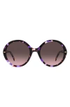 Carolina Herrera 55mm Round Sunglasses In Purple/black/ Grey Shaded