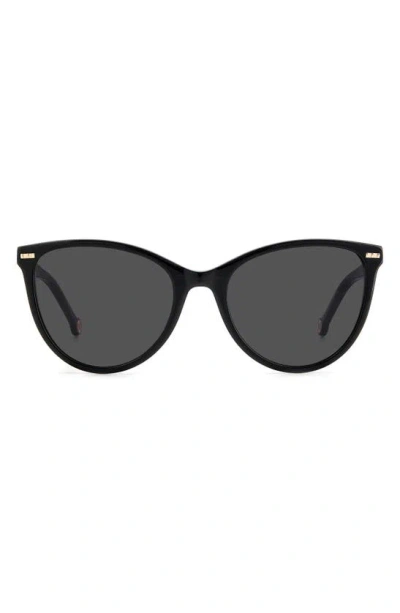 Carolina Herrera 57mm Cat Eye Sunglasses In Black/ Grey