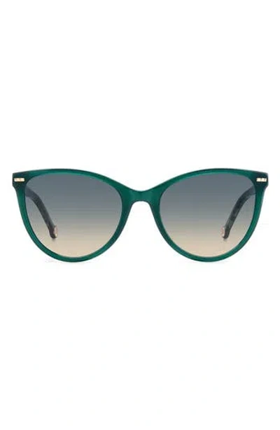 Carolina Herrera 57mm Cat Eye Sunglasses In Green Havana/grey