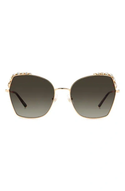 Carolina Herrera 59mm Square Sunglasses In Gold/ Grey Shaded Clear